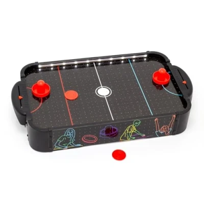 Image of Air Hockey Table with LED Lights Electronic Tabletop Game Lighting and Blower 2 Player Arcade For Kids