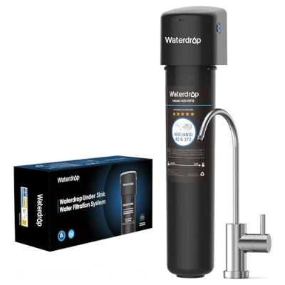 Image of Waterdrop 15UB Under Sink Water Filter System, 60K Liters High Capacity Drinking Filtration with Dedicated Brushed Nickel Faucet, Reduce PFAS, PFOA/PFOS, Lead, Chlorine, Bad Taste
