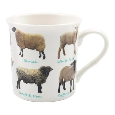 Image of lesser and pavey Ceramic Mug Sheep Breeds Design 1 Piece White 325 ml