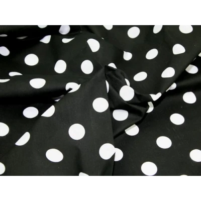Image of 45&quot; wide Spotty Polycotton Dress Fabric Black/White Spots per metre