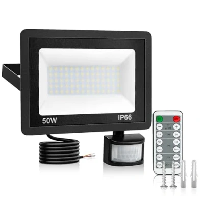 Image of Security Lights Outdoor Motion Sensor, 50W PIR with Remote Control, 6500K Led Sensor Mains Powered IP66 Waterproof Light for Garden,Forecourt
