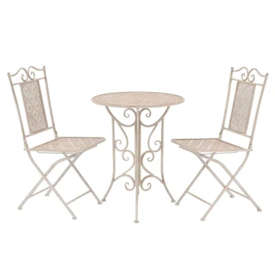 Image of vidaXL 3 Piece Bistro Set Steel White