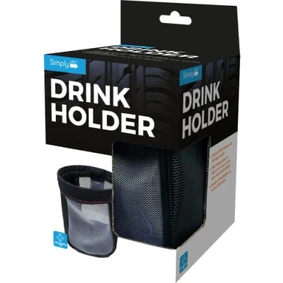 Image of Simply DH02 Vehicle Fabric Drink Holder and Storage Pouch, Accommodates Cups, Glass, Cans, Bottles, etc., Diameter up to 9cm, Two Fitting Options