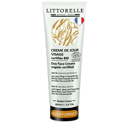 Image of Day Face Cream Organic Certified 99% Natural Origin Dry Skin Sensitive Care with Barley Water, Chamomile, Sweet Almond Oil, Honey Made in France Moisturizer Men &amp; Women 100ml