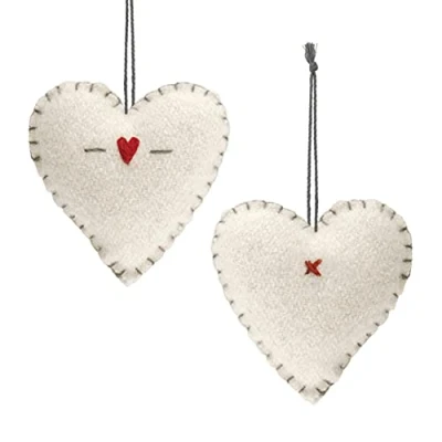 Image of CRAFTY CAPERS Cream Felt Hanging Heart Christmas Home Decoration Small 4cm