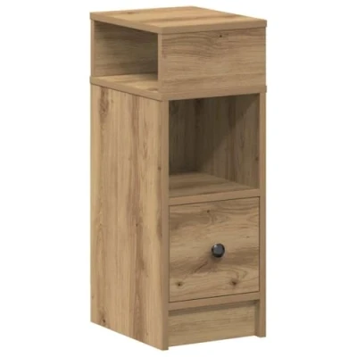 Image of vidaXL Bedside Cabinet/Nightstand Side Table Artisan Oak, Engineered Wood, Modern Brown Bedroom Furniture with Drawer &amp; Storage, 25x31x66cm for Organization