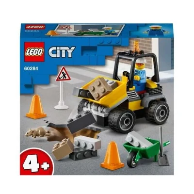 Image of LEGO 60284 City Great Vehicles Roadwork Truck Toy, Front End Loader Construction Vehicle Toys, Gifts for 4 Plus Year Old Boys and Girls