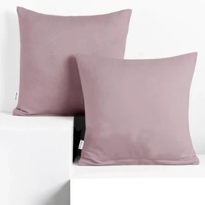 Image of DecoKing 2 x Pillowcases 50 cm Jersey Cotton Zip Heather Colour Amber