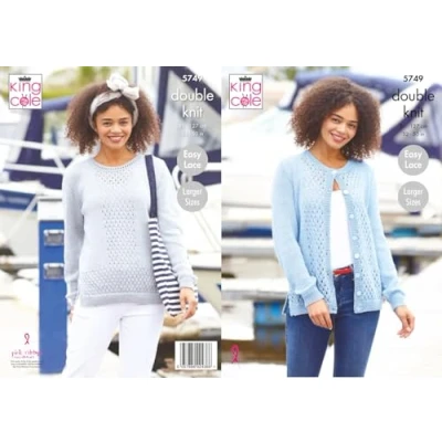 Image of King Cole 5749 Adult DK Cardigan Sweater Knitting Pattern