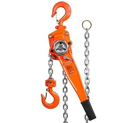 Image of VEVOR Manual Lever Chain Hoist, 1 1/2 Ton 3300 lbs Capacity 20 FT Come Along, G80 Galvanized Carbon Steel with Weston Double Pawl Brake,Auto Leading &amp; 360 Rotation Hook, for Garage Factory Dock