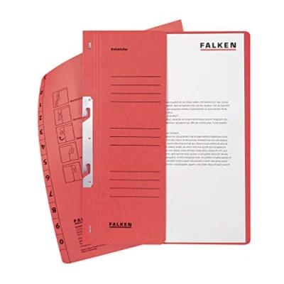 Image of Exacompta Ref 80004005001F FALKEN Hook in Top Down Flat Files A4 (210 x 297mm) Size, Half Cover for Identification, 250gsm Recycled Manilla Red (Pack of 50)