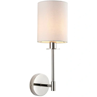 Image of Pistoia Shade Wall Lamp, Bright Nickel Plate, Vintage White Fabric