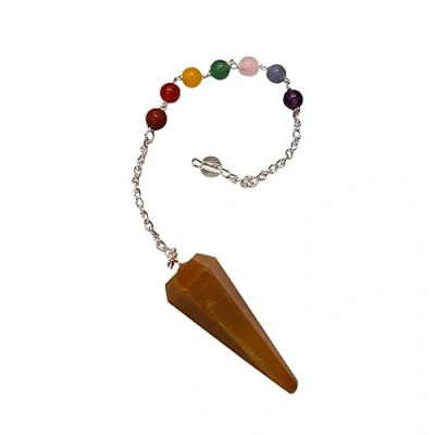 Image of VIE Naturals Pendulum with 7 Chakra Beaded Chain, Yellow Aventurine, One