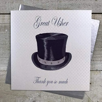 Image of WHITE COTTON CARDS Usher Thank You So Much Wedding Handmade Card, White, PD20