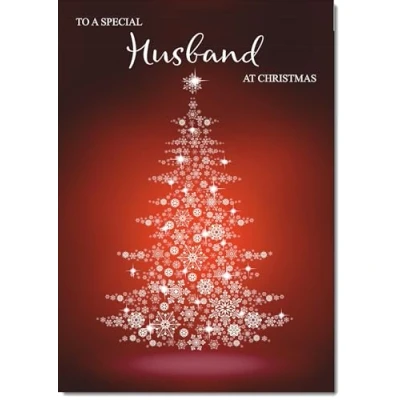 Image of doodlecards Husband Christmas Card Snowflake Tree Medium Size for with Plain Envelope