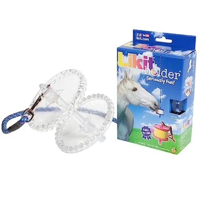 Image of Likit Holder Clear Glitter Stable Toy for Horses, use with Horse Treats Help Boredom