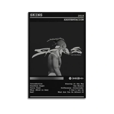 Image of Szzmyo Xxxtentacion Poster Skins Album Decorative Painting Modern Aesthetic Canvas Bedroom Art Living Room Decoration 12x18inch(30x45cm) Unframe Style