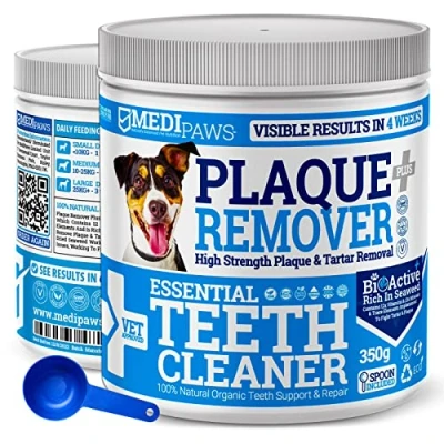 Image of MediPaws® Plaque Off Remover Dogs 350g For Dog Teeth &amp; Bad Breath Just Add To Food No Need Toothbrush or Toothpaste Remove Dogs, Cats Pets