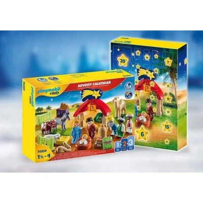 Image of Playmobil 70259 1.2.3 Christmas Manger Advent Calendar, Fun Imaginative Role Play, PlaySets Suitable for Children Ages 1.5+