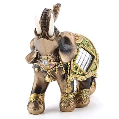 Image of L/M/S Feng Shui Green Elephant Trunk Statue Lucky Wealth Figurine Decoration(Green medium)