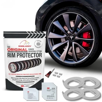 Image of Rimblades Original (White) Alloy Wheel Protectors (Set of 4) Fits 12 24 Inch Rim Protection