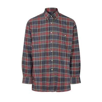 Image of Champion Mens Country Cranbrook Long Sleeve Cotton Shirt Button Down Collar Red/Grey Check S