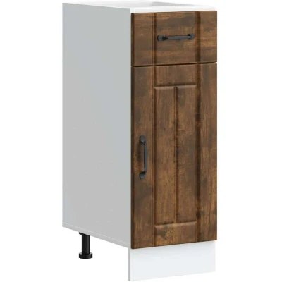 Image of vidaXL Lucca Kitchen Base Cabinet Smoked Oak Engineered Wood Sink 40x46x81.5 cm Modern Style with Adjustable Feet