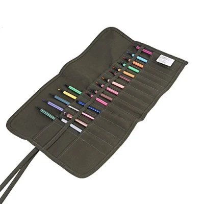 Image of Hilitand Oil Brush Case Larger 30 Holes Roll Up Canvas Paint Bag Artist Draw Pen Watercolor Holder