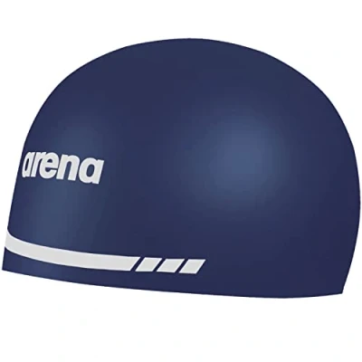 Image of Arena 3D Soft USA Unisex Adult Silicone Swim Cap for Men and Women Swimming Pool Practice Racing Kit, Navy Blue, Large