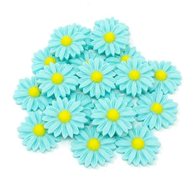 Image of Wedding Touches 20x Turquoise 22mm Daisy Flower Shabby Chic Resin Flatbacks Craft Embellishments