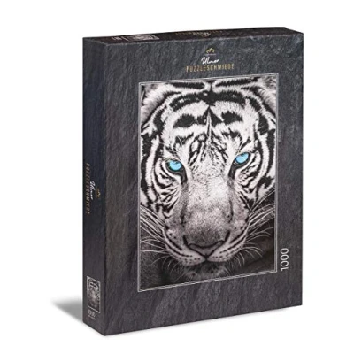 Image of Ulmer Puzzleschmiede puzzle tiger 1000 pieces jigsaw majestic in close up