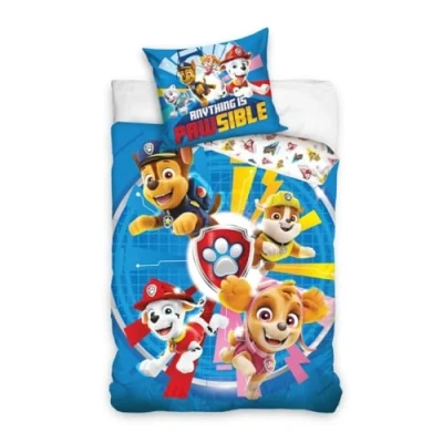Image of Paw Patrol Bedding Set with Stella, Ruben, Chase and Marcus, for Single, Duvet Cover 140 x 200 cm + Pillowcase 65 cm, Polycotton