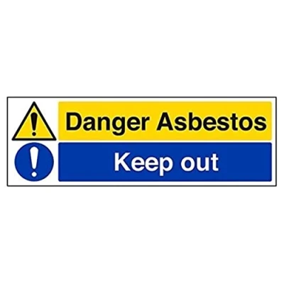 Image of VSafety Danger Asbestos Keep Out Warning Sign Landscape 450mm x 150mm Self Adhesive Vinyl