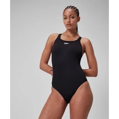 Image of Speedo Women&#039;s Eco Endurance+ Kickback Swimsuit Chlorine Resistant Recycled Fabric Swim Training Athletic Fit Fitness, Black, 46