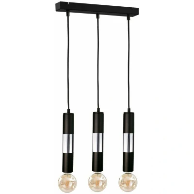 Image of Magnum Bar Pendant Ceiling Light Black, Chrome, 50cm, 3x E27
