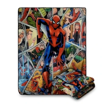 Image of Marvel Legends Spider Man Characters in Web Fleece Softest Comfy Throw Blanket for Adults &amp; Kids Measures 60 x 50 Inches