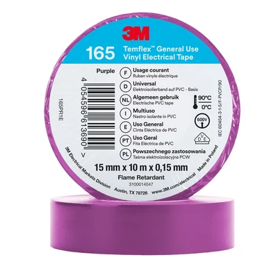 Image of 3M Temflex™ 165 165PR1E Electrical Tape Purple (L x W) 10 m 15 mm