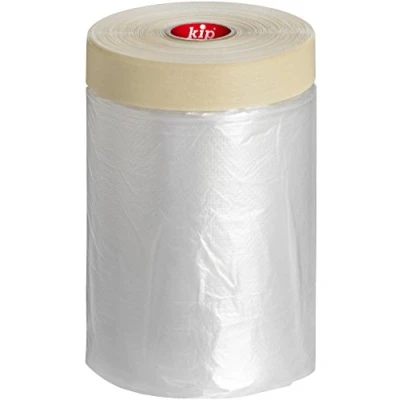 Image of Kip Drop Cloths Pre Taped Painters Masking Film 1100mm x 33m, Masker Tape with Plastic Sheet, Drape for Spraying, Covering, Suitable Decorating, Automotive, Windows Dust &amp; Paint Protection