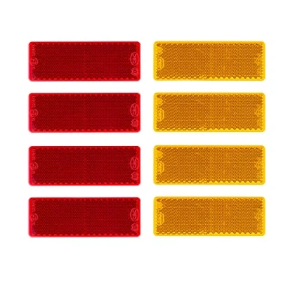 Image of BEIJISTAR Trailer Reflectors Kit, 4 x Red Yellow Rectangular Self Adhesive Reflectors, for Gate Post Fence Truck RV Caravan