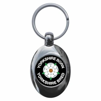 Image of Ozorath Yorkshire Born Bred Keyring Keychain Key Ring Chain With Trolley Coin