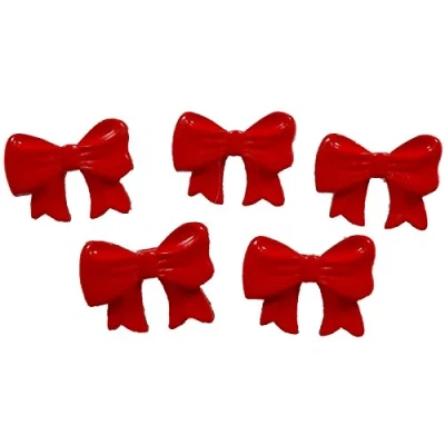 Image of Bow Shaped Plastic Buttons 16mm x 12mm (5, Red)