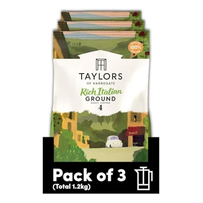 Image of Taylors of Harrogate Rich Italian Ground Coffee, 400 g (Pack 3)
