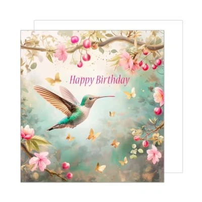 Image of Edition Seidel Premium Square Birthday Card with Envelope Greeting Happy For Her Female Friend Mum Daughter Aunt Grandma Colleague Bird (GQ200 SW024)