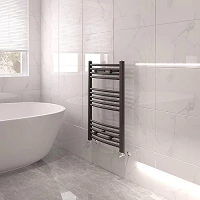 Image of NRG Bathroom Modern Curved Heated Towel Rail Radiator Central Heating Ladder Rad 800x500mm Anthracite