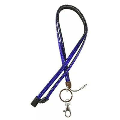 Image of Blue Bling Diamante Rhinestone (Breakaway) Lanyards for ID Card &amp; Key Badge Holder, USB Memory Stick Holder Rhinestoneblue