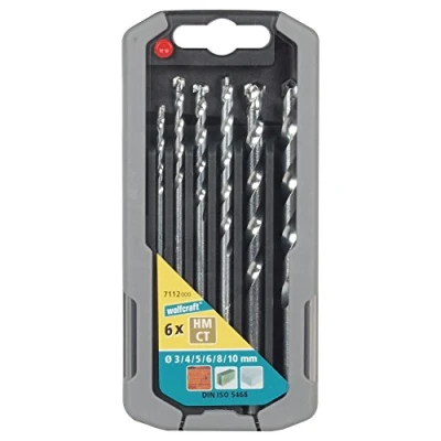 Image of wolfcraft Rock Drill Bit Set, Tungsten Carbide Tipped, Ø 310 mm, 6 Pcs. I 7112000 For drilling into brick walls, artificial stone and natural
