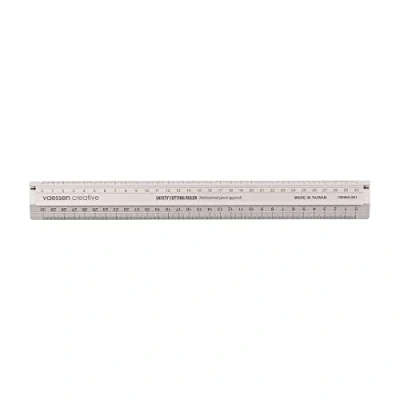 Image of Vaessen Creative Metal Safety Ruler Aluminium, 30 cm, for Safe Measuring, Cutting Various Materials and Crafting with Paper, Non Slip, Silver