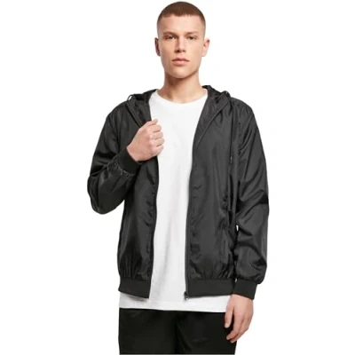 Image of Build Your Brand Men&#039;s Windrunner Jacket, Black (Blk/Blk 00017) XXXX Large (Manufacturer :XXXX Large)
