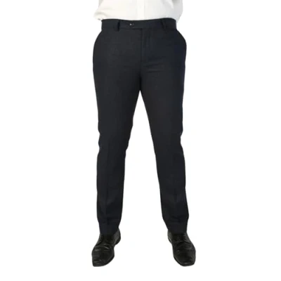 Image of TruClothing Men&#039;s Trousers Navy Blue Wool Blend Tweed Casual Formal Pants 44