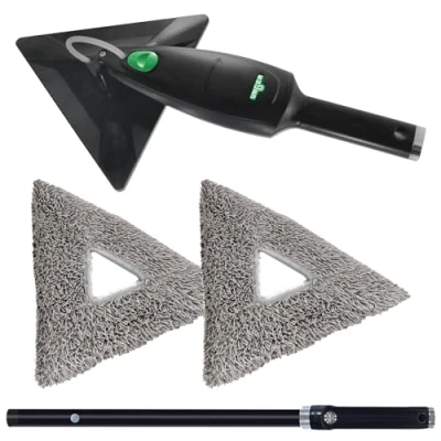 Image of Unger Stingray Open System 100 Plus Indoor Cleaning Kit &amp; Disinfectant for Windows Smooth Surfaces Includes Handheld Unit, Pole 2x Microfibre Pad Refillable Reusable
